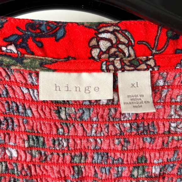 Hinge Red Floral V Neck Blouse - Picture 8 of 13
